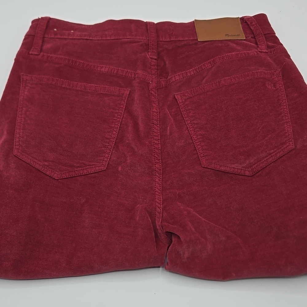 MADEWELL 10" High-Rise Skinny Cordoroy Pants Cranberry Color size 27 - Picture 4 of 7